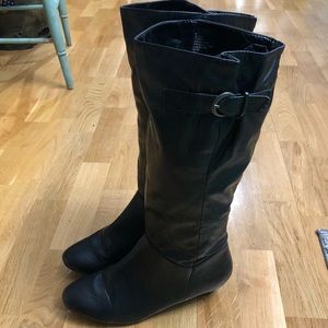L Serboye Black & Brown knee high boots